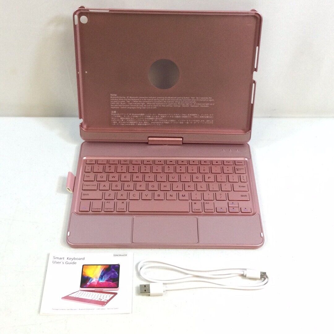 TQQ Rose Gold Keyboard Case W/ Pencil Holder Compatible For iPad 9th Generation