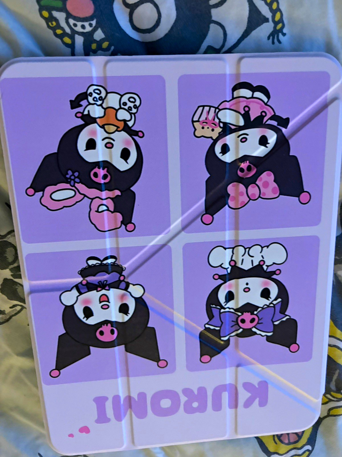 Kuromi Sanrio a16 Folding Folio Tablet/eReader Case Cover Purple White Black