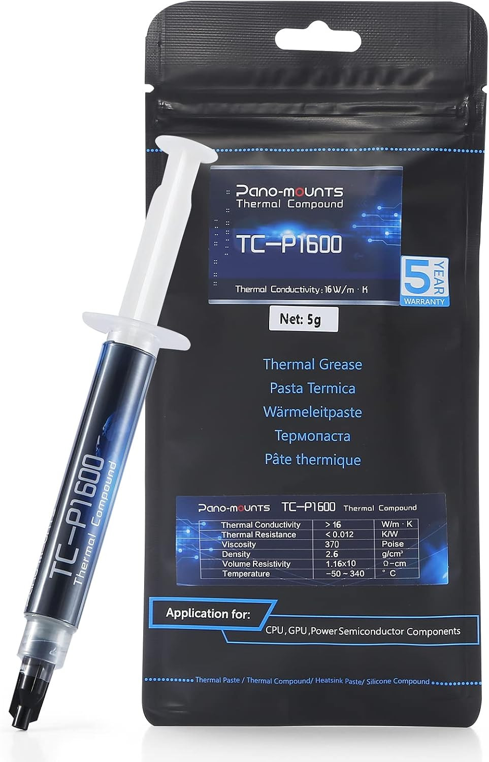 16W/M·K 5G Thermal Paste - High Performance CPU/GPU Heatsink Compound |