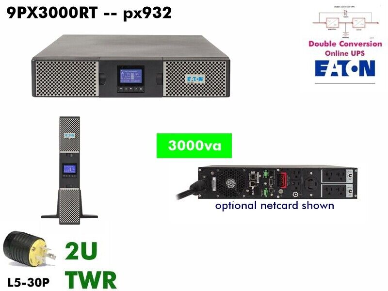 Refurb~ Eaton 9PX3000RT 120v 3000va UPS L530R Online LCD 2U 3kva #Newbatts+Wrnty