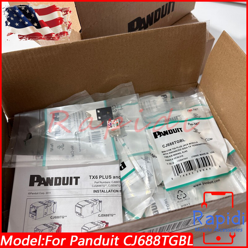 Brand New 50pcs Panduit Giga-TX Cat6 Jacks Black CJ688TGBL CJ688-TGBL US