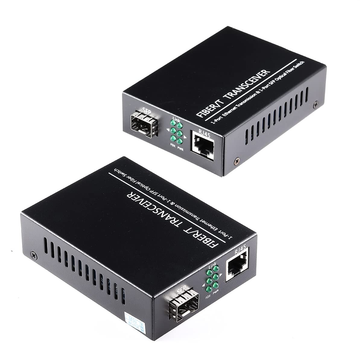 2 Pack Open SFP Slot 1.25G Gigabit Fiber Ethernet Media Converter SMF
