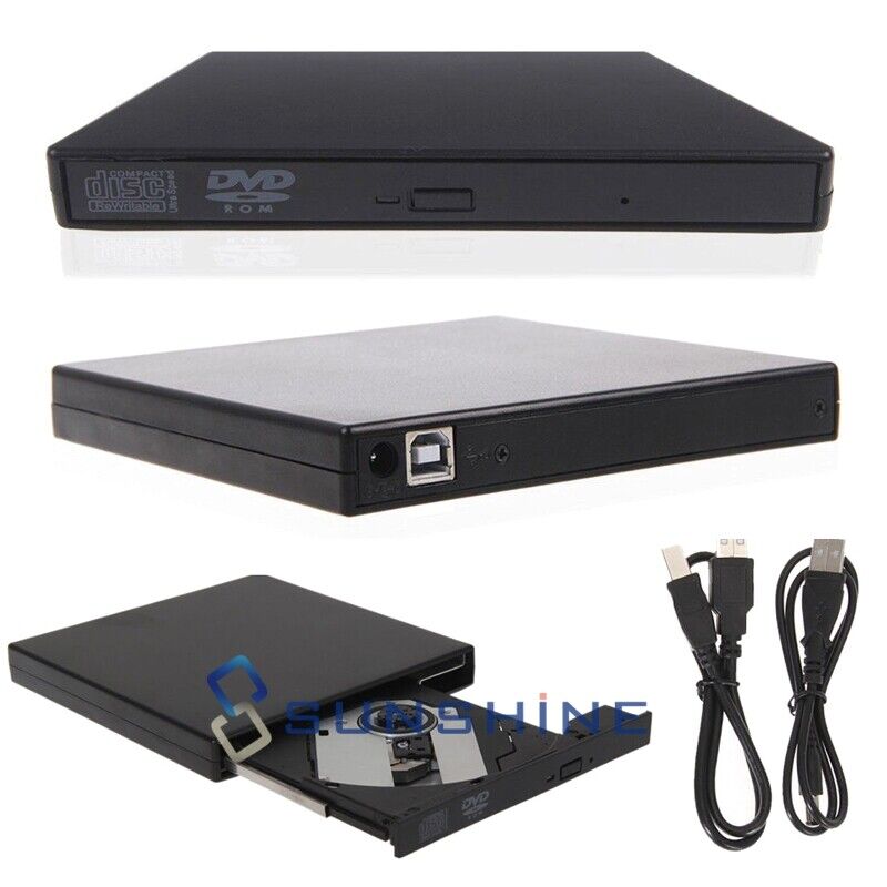 External USB 2.0 DVD-ROM CD±RW Drive Burner Reader Player for Laptop Dell HP