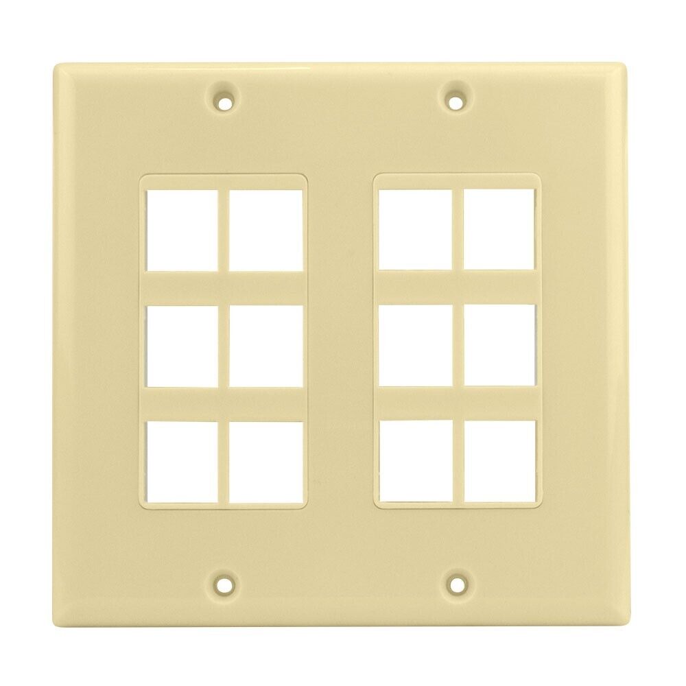 Construct Pro Double-Gang 12-Port Keystone Wall Plate (Ivory)