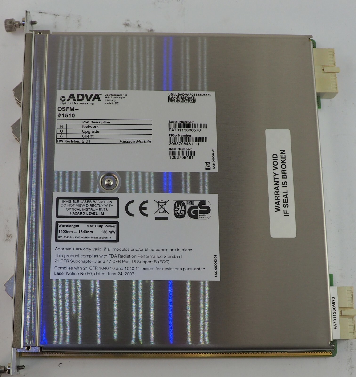  ADVA OSFM+ #1510 MODULE HW REV 2.01 1063708481