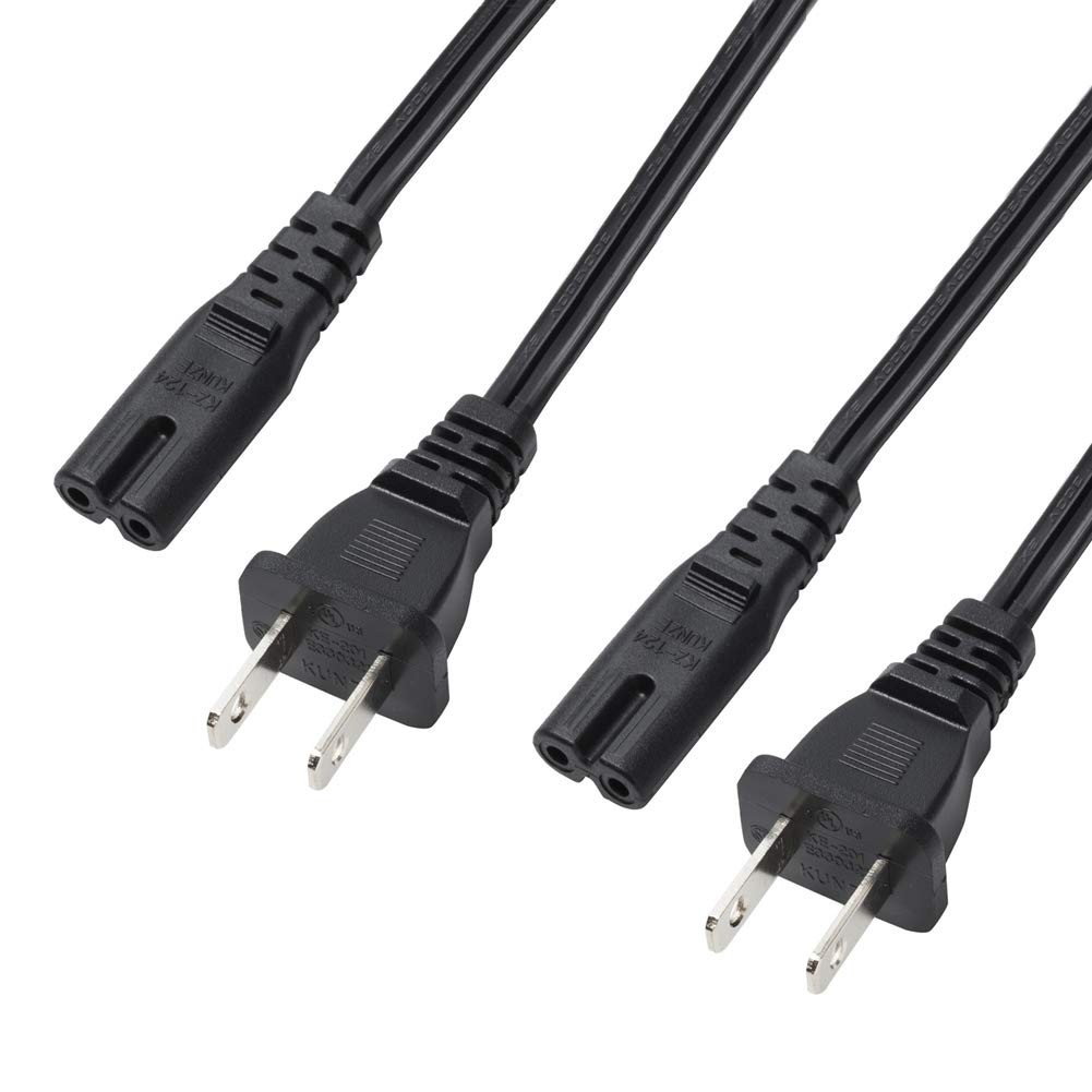 VSEER Power Cord 6 Feet Black 2 Pack