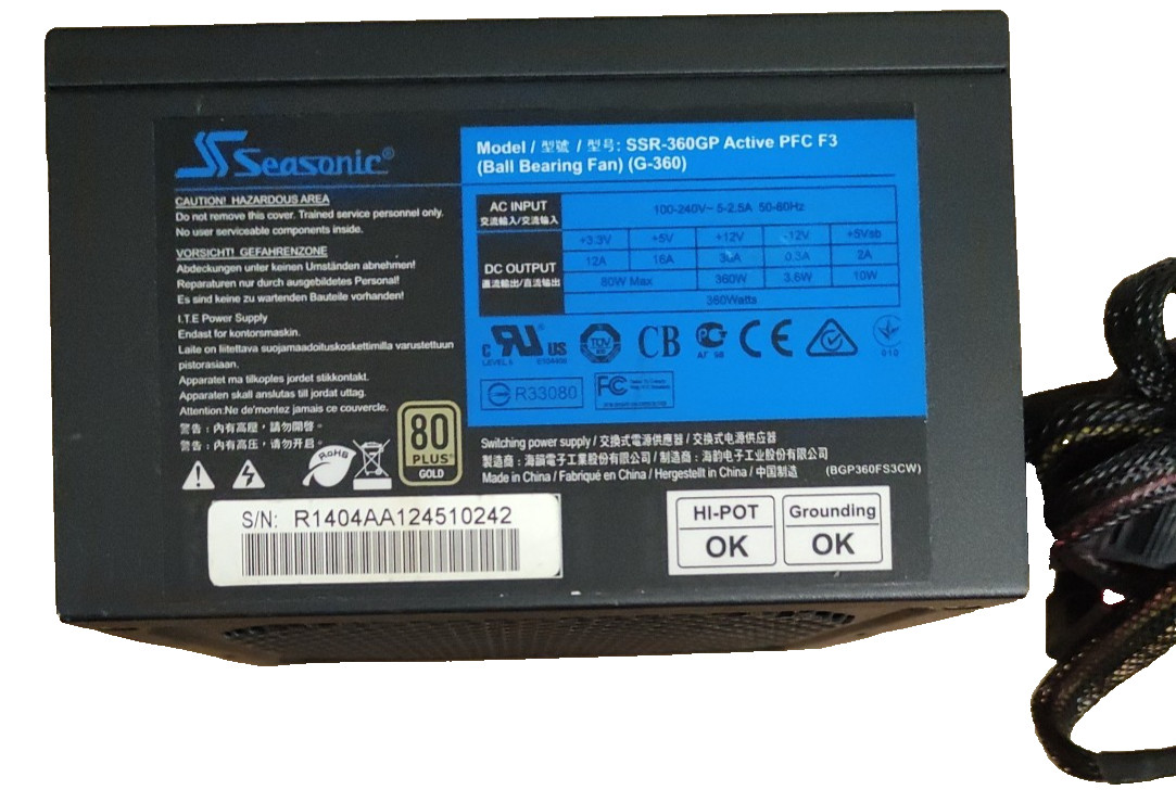Seasonic SSR-360GP Active PFC F3 20+4Pin Power Supply 360W 80+