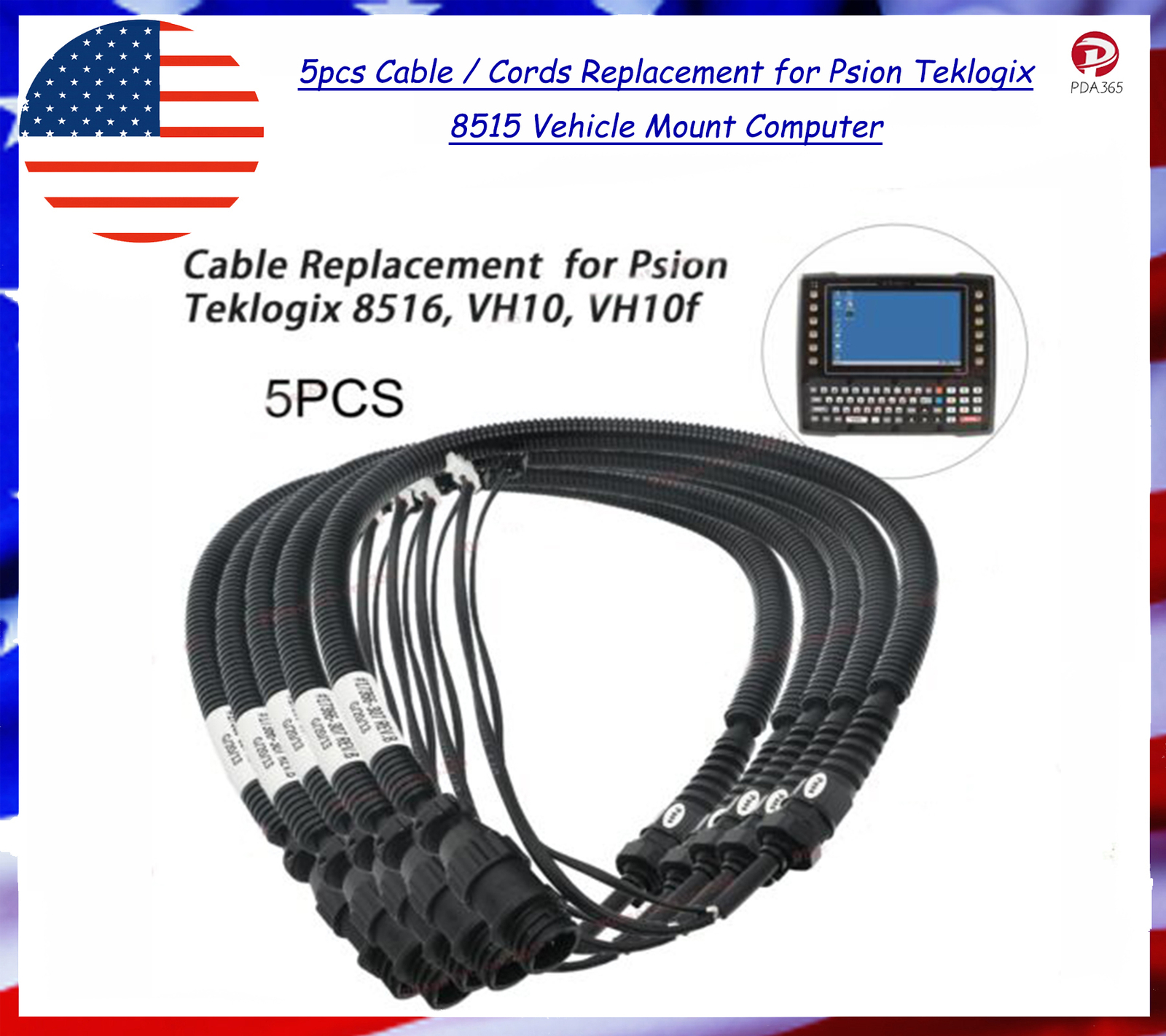 5pcs Cable / Cords Replacement for Psion Teklogix 8515 Vehicle Mount Computer