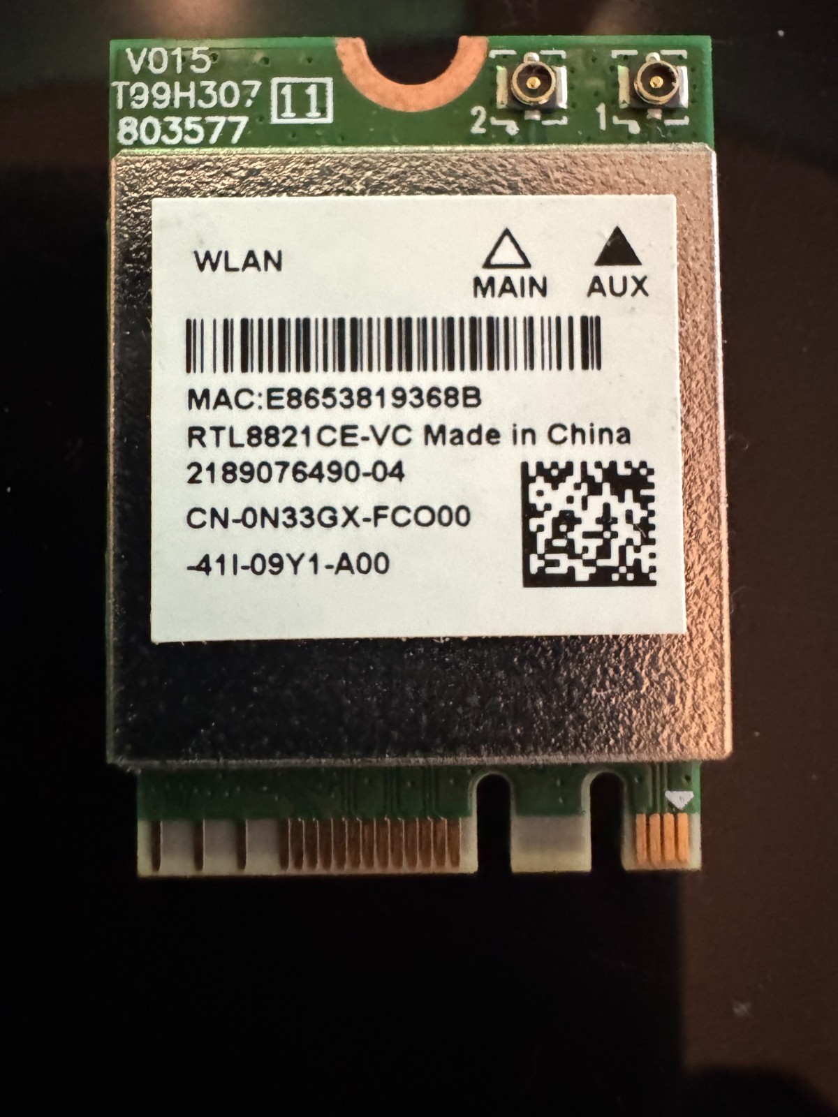 Realtek RTL8821CE-VC Wireless AC+BT4.2 Wi-Fi Card