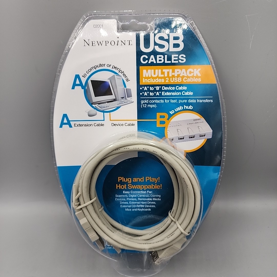 Newpoint USB Cables Multipack Includes 2 USB Cables A to B & A to A Device Cable