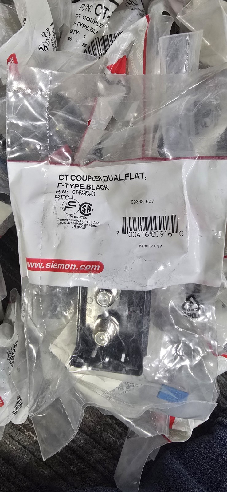 Siemon - CT-FA-FA-01 - 2-port F-type Insert Coax Ct Series Lot Of 62