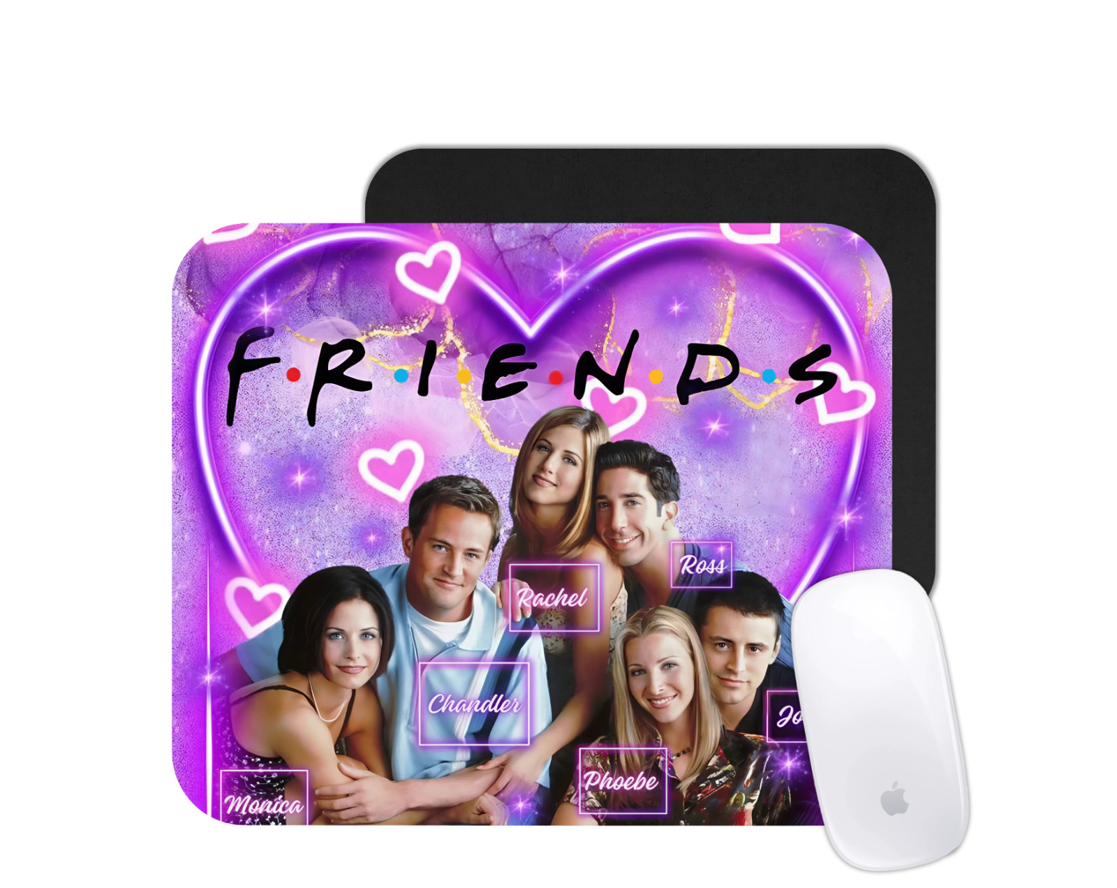 Retro 90s Best Friends Coffee Hangout Mouse Pad – Nostalgia TV Desk Mat Gift