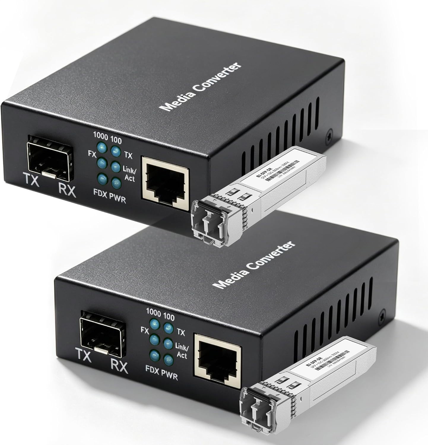 Two Gigabit Convertors with 1.25G/s Fiber to RJ45 Convertot Transceivers