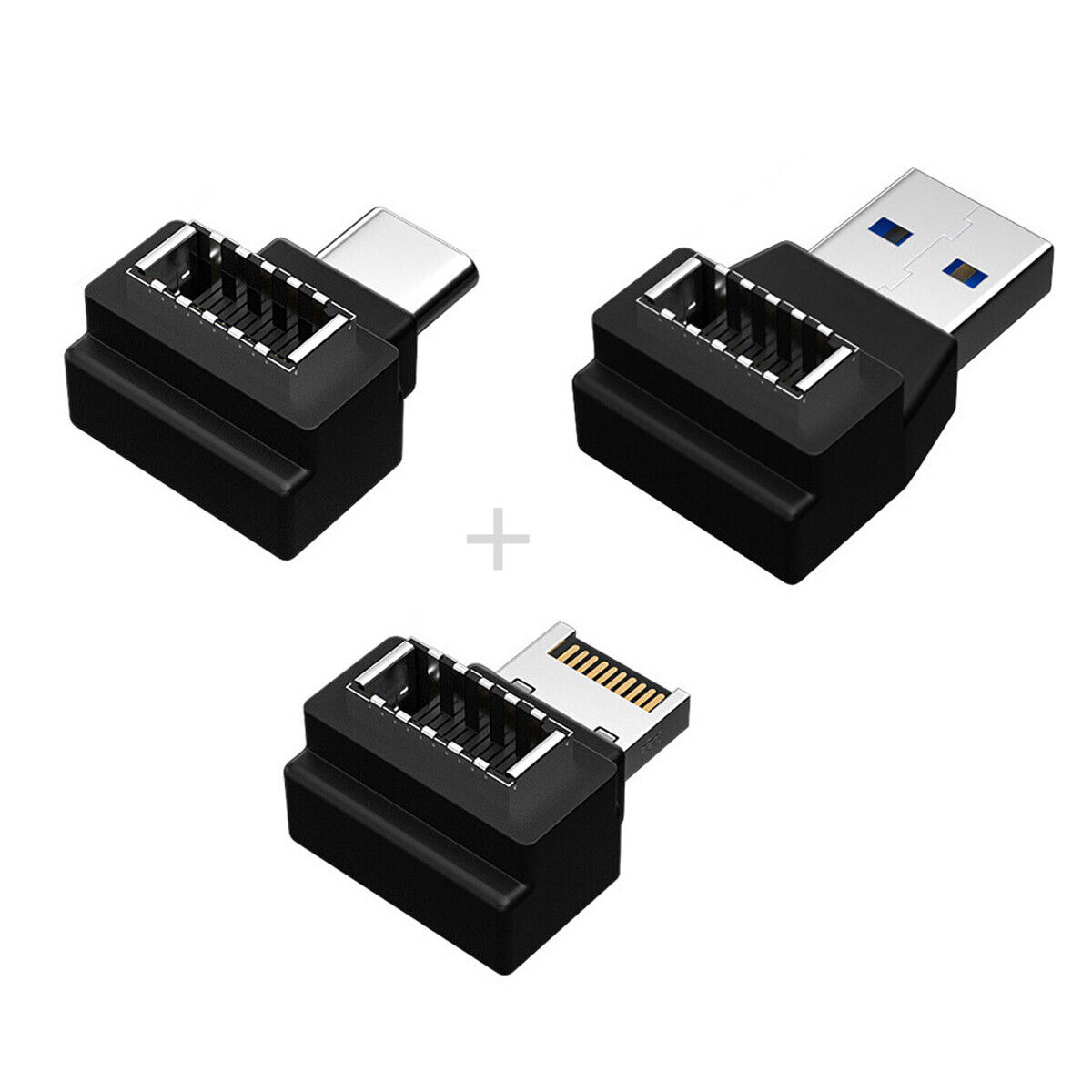 Cablecy 3pcs Header Female Type-E to Male Adapter Type-A & Type-C USB 3.1 Panel