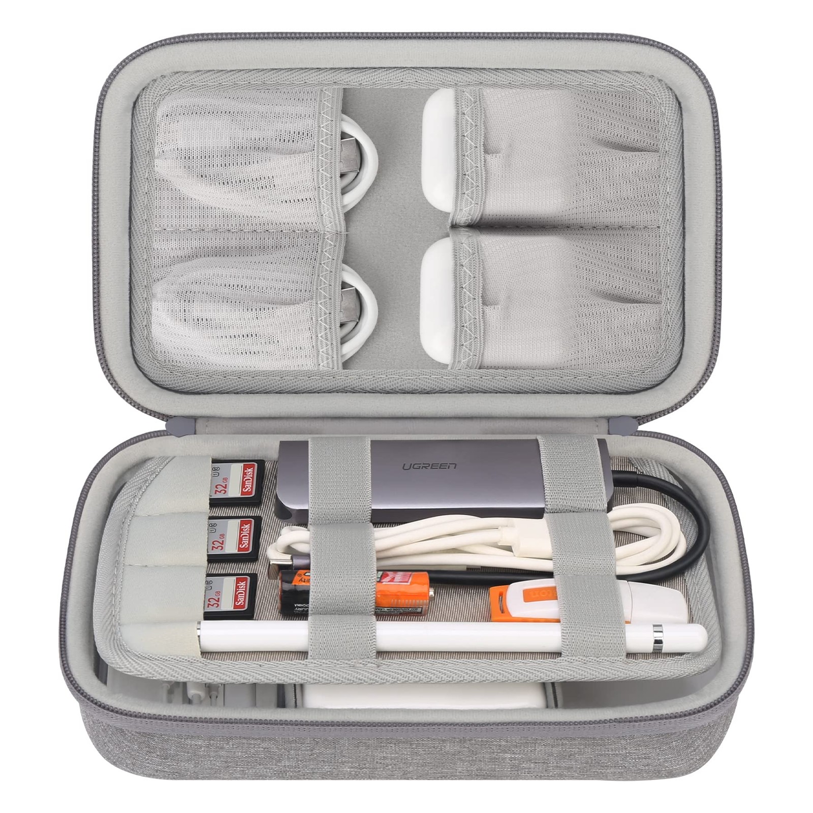 Elonbo Hard Travel Cords Organizer Universal Small Electronic Small, Grey 