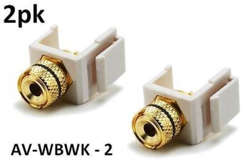 2pk Banana Keystone Jack w/Black Ring, Solder Type, for Wall Plates or Panels