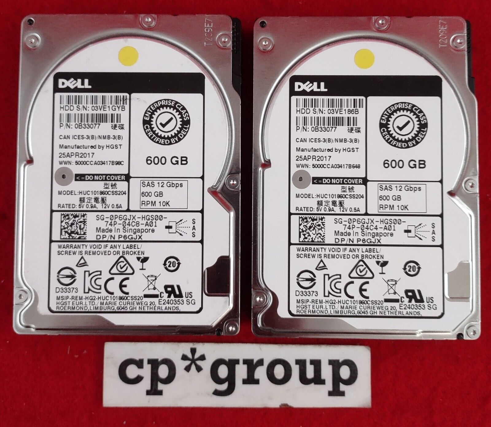 LOT OF 2 Dell 600GB 10K SAS 12Gbps 2.5