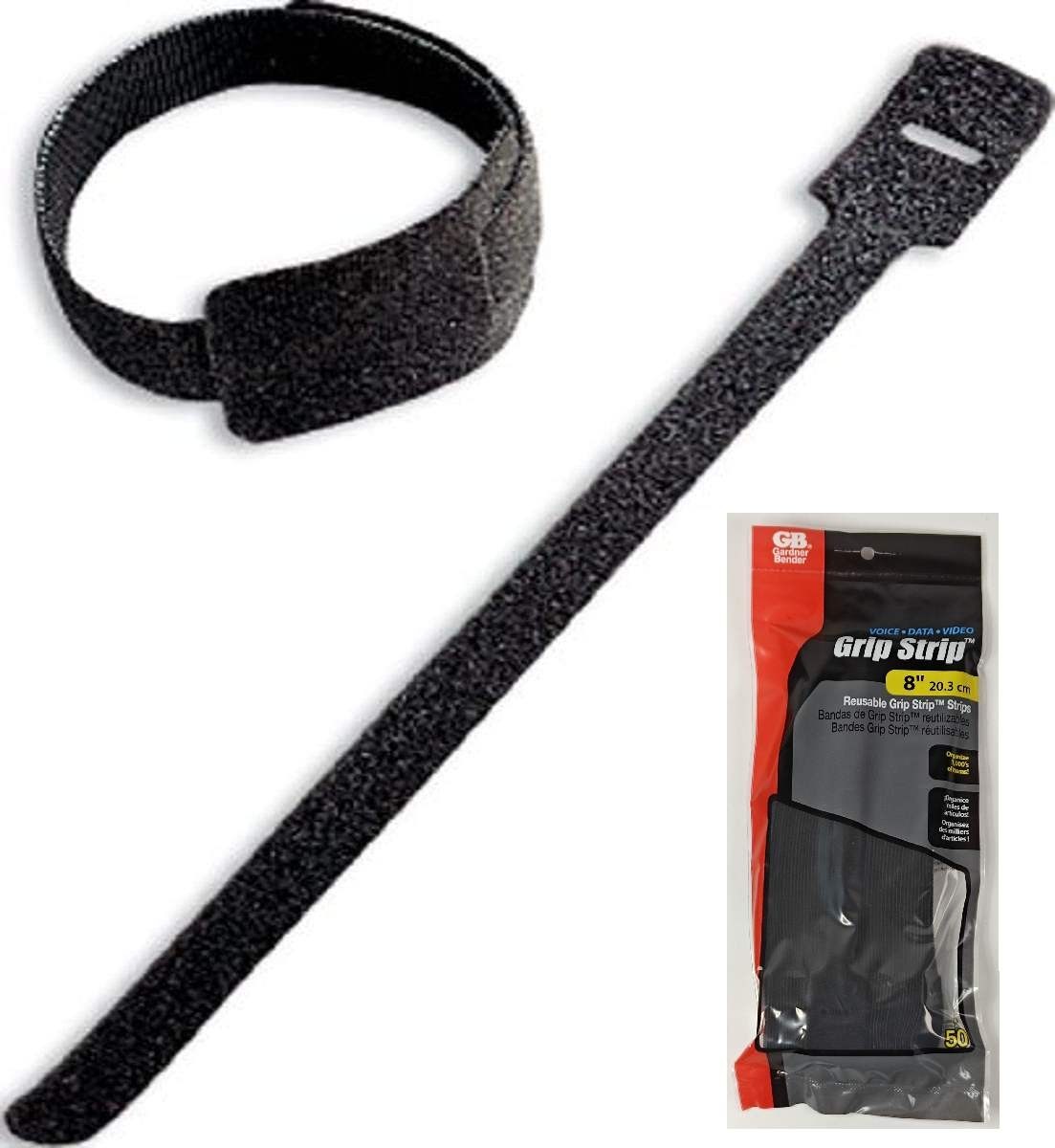 GB Gardner Bender 8" Grip Strip Reusable Hook & Loop Fastener Strips 50 Ct New