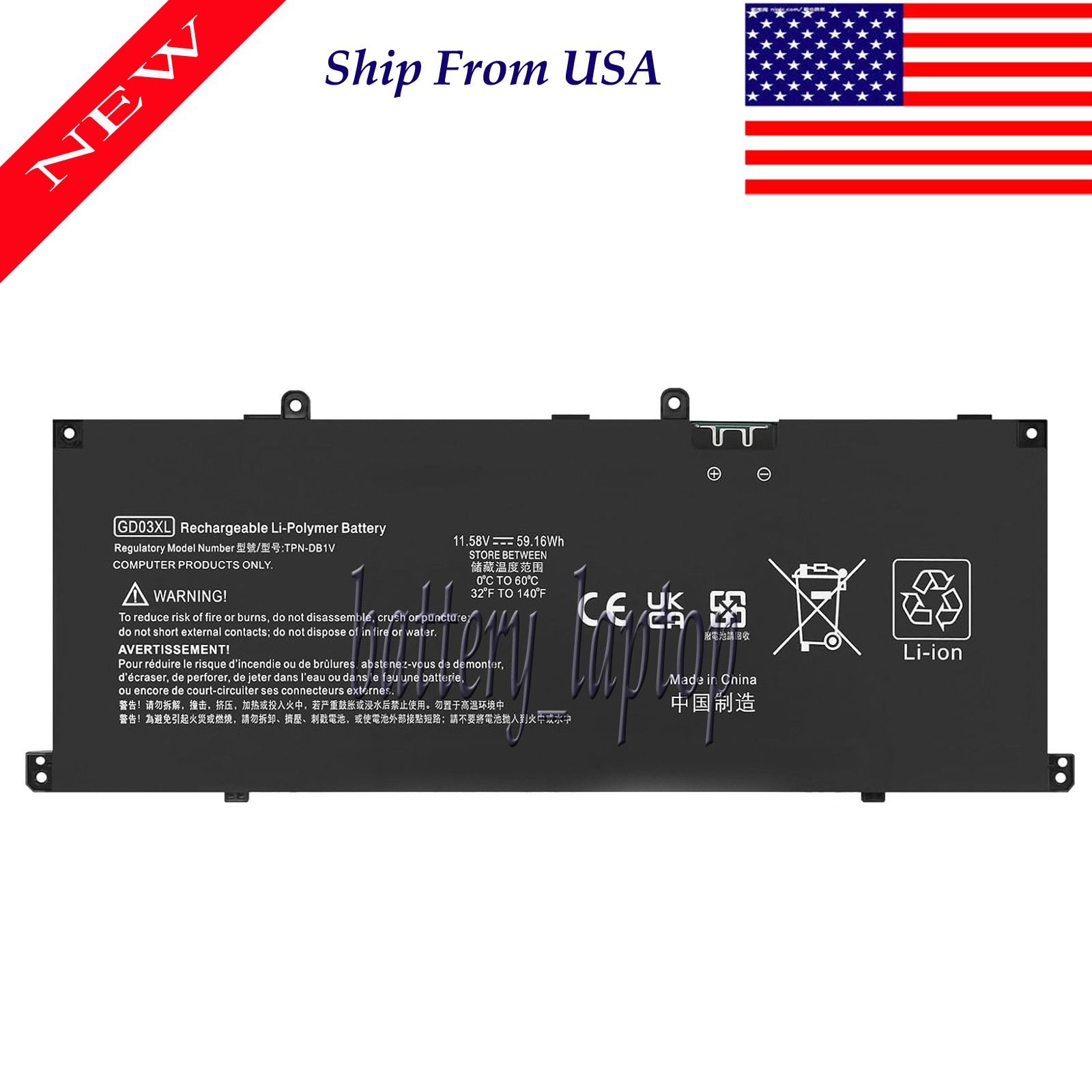 59.16Wh GD03XL N66215-005 Battery for HP Envy x360 14 2-in-1 14-fa0000 GDO3XL 