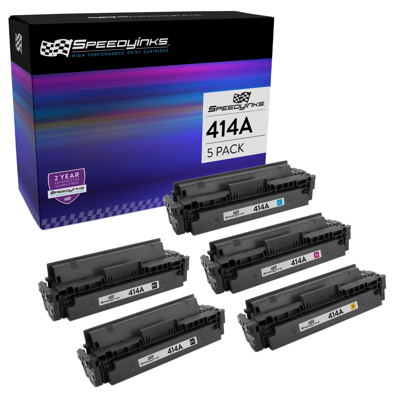 Speedy Replacement for HP 414A Toner: 2 Black 1 Cyan 1 Magenta 1 Yellow 5-Pack