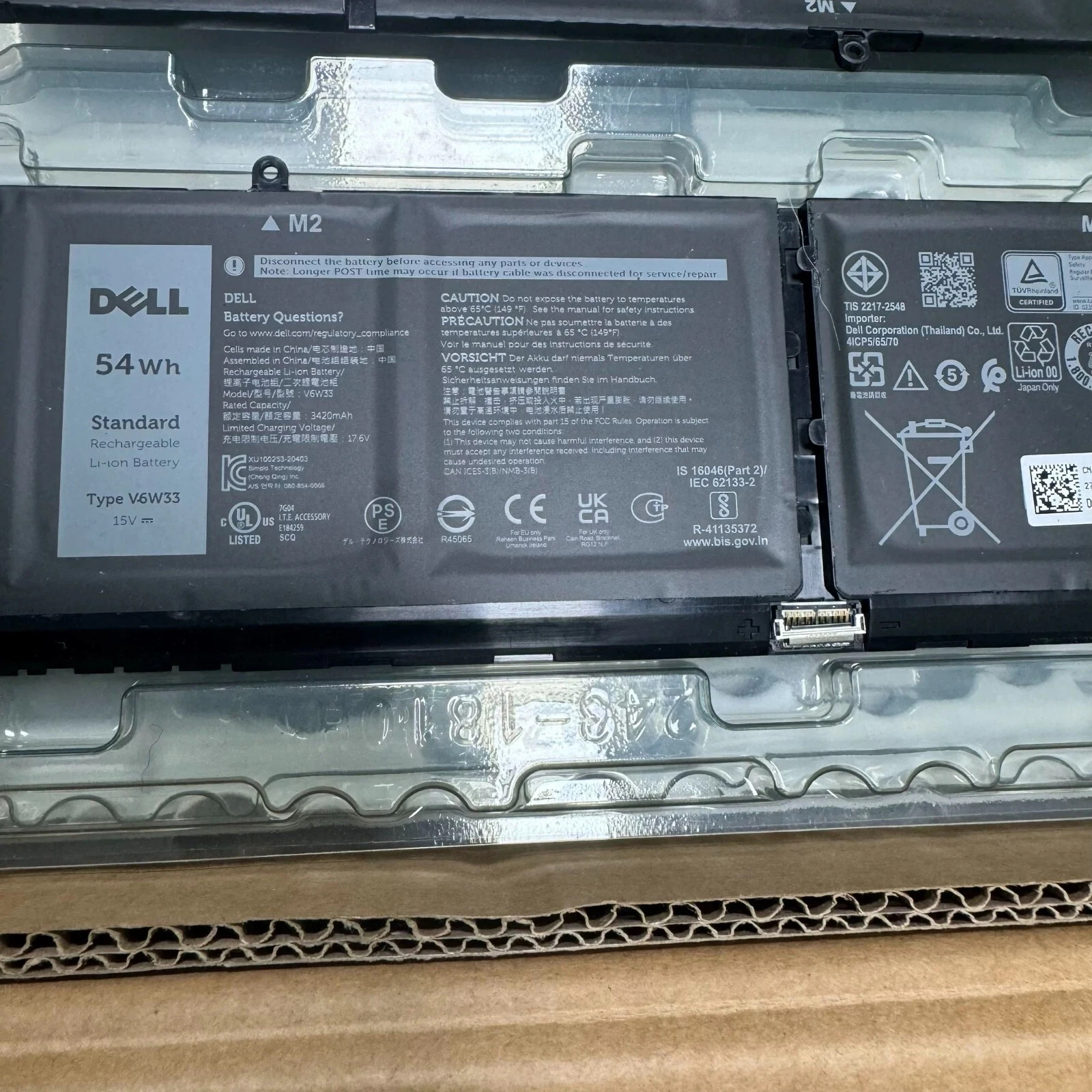 OEM Genuine V6W33 TN70C 54Wh Battery for Dell Inspiron 16 5625 5630 5635 Series