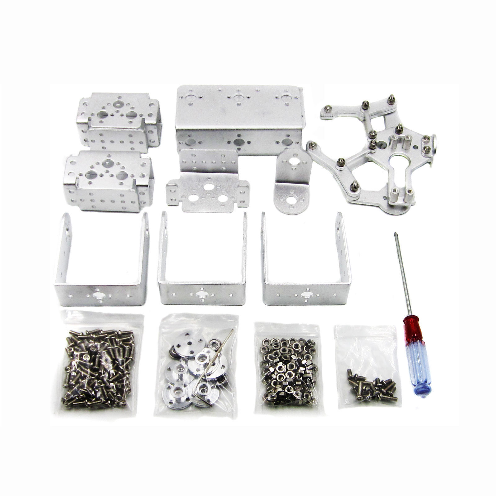 Arduino DIY 6DOF Robot Arm Mechanical Robotic Clamp Claw Aluminium Silver