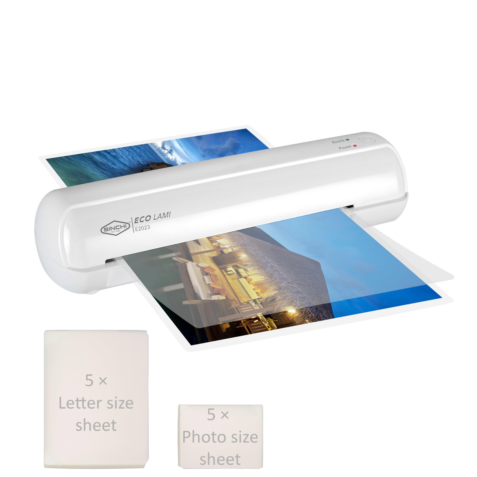 Thermal Laminator 9 Inch 3-5 Mil Compact Auto Shut Off 10 Pouches SINCHI