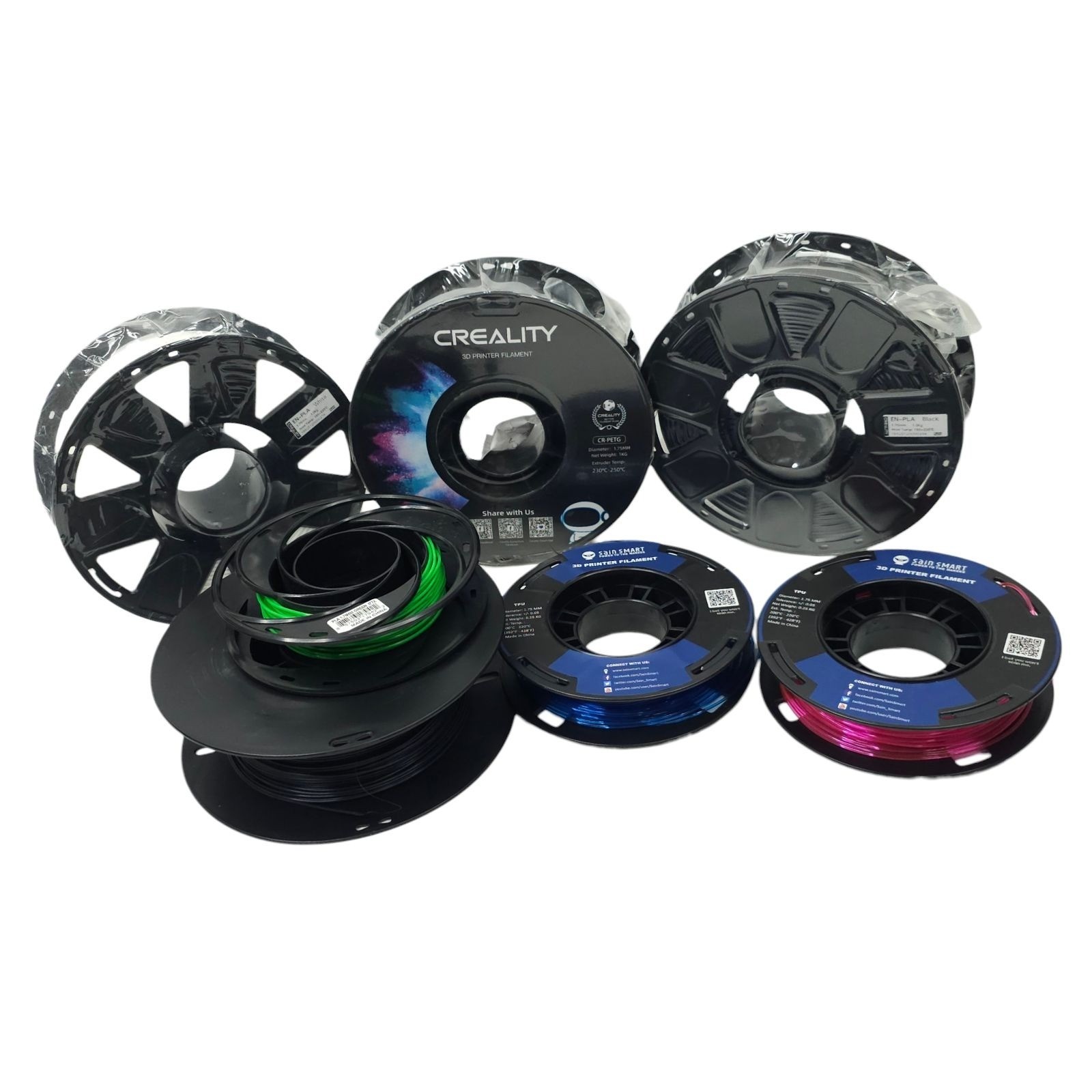 3D Printer Filament Mixed Lot Creality Sealed SainSmart Used Spools PLA PETG TPU