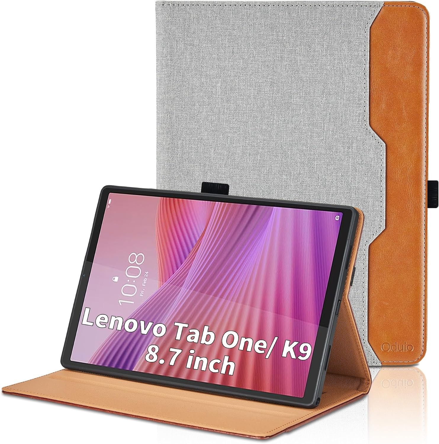 Tablet Case for Tab One K9 8.7 Inch 2025, PU Leather, Hand Strap, Gray