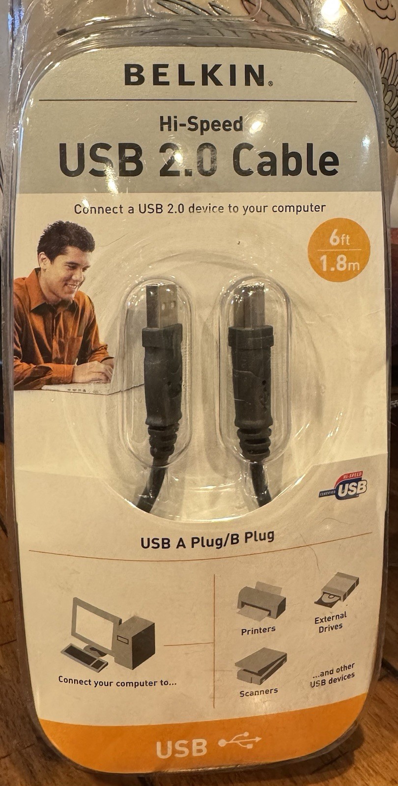 Belkin Hi-Speed 6ft USB 2.0 Cable F3U133v06. . NIP.  