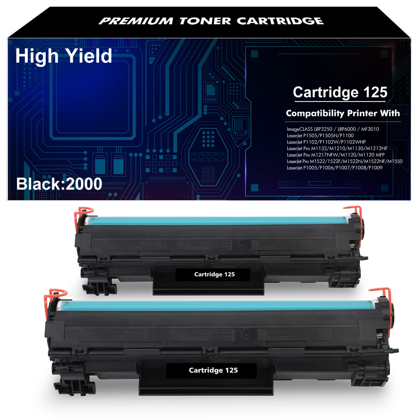 2PK CRG125 Toner Cartridge Compatible for Canon 125 imageCLASS MF3010 3484B001AA