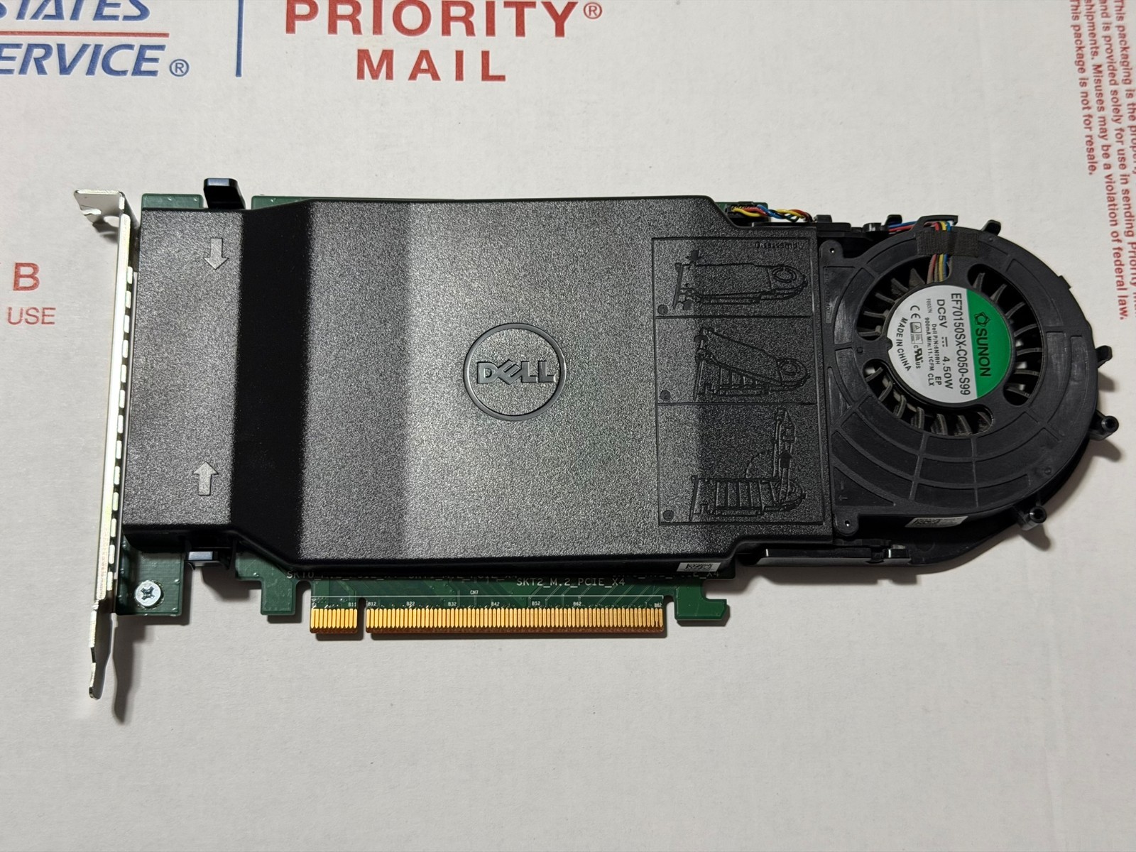 Dell DPWC400 6N9RH PCIe x16 Quad M.2 NVMe SSD Adapter Card w/ Fan