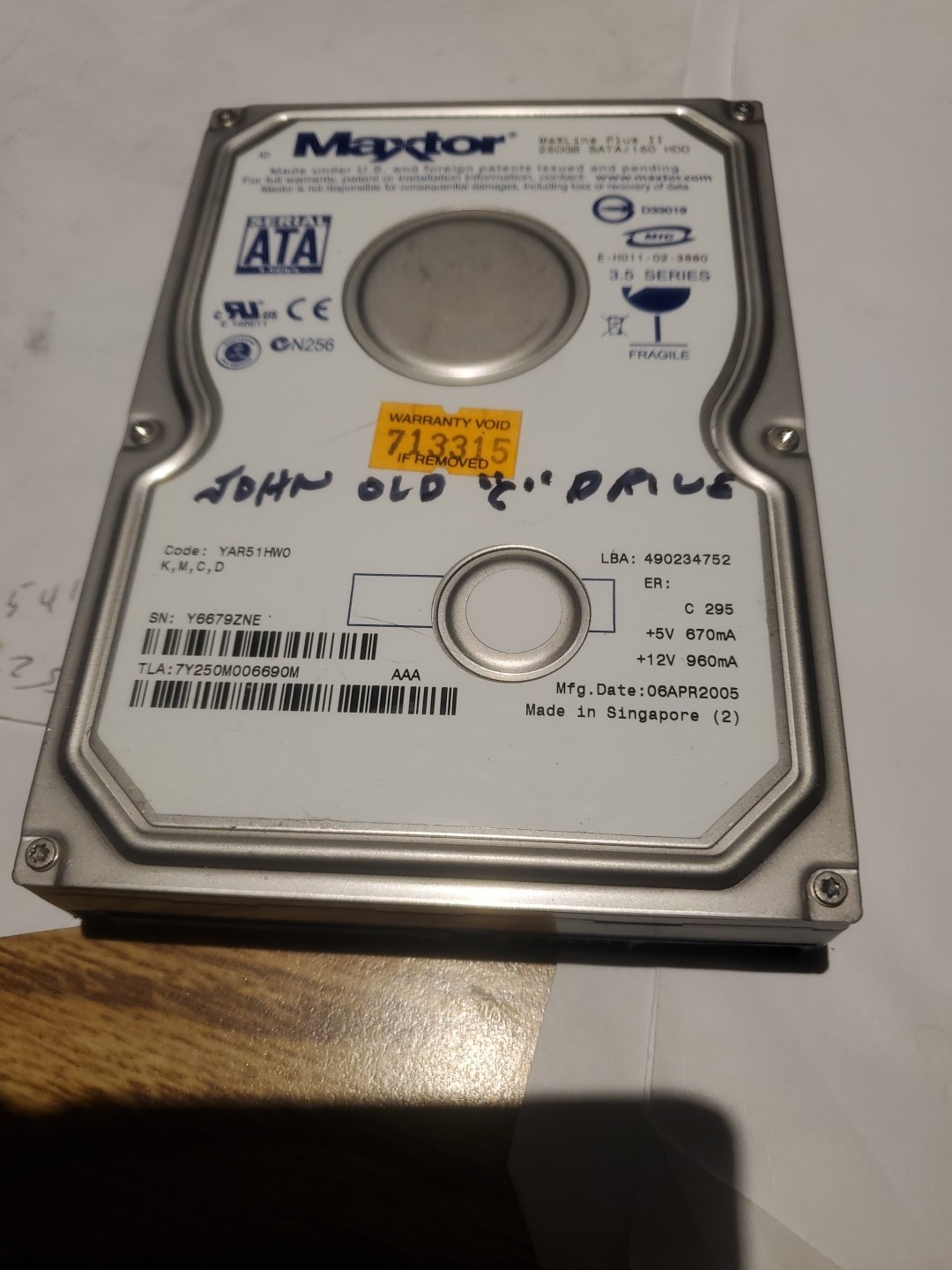 For Maxtor 7Y250M0 MaXLine Plus II 250GB 7.2K SATA 150 HDD Hard Disc Drive 49998