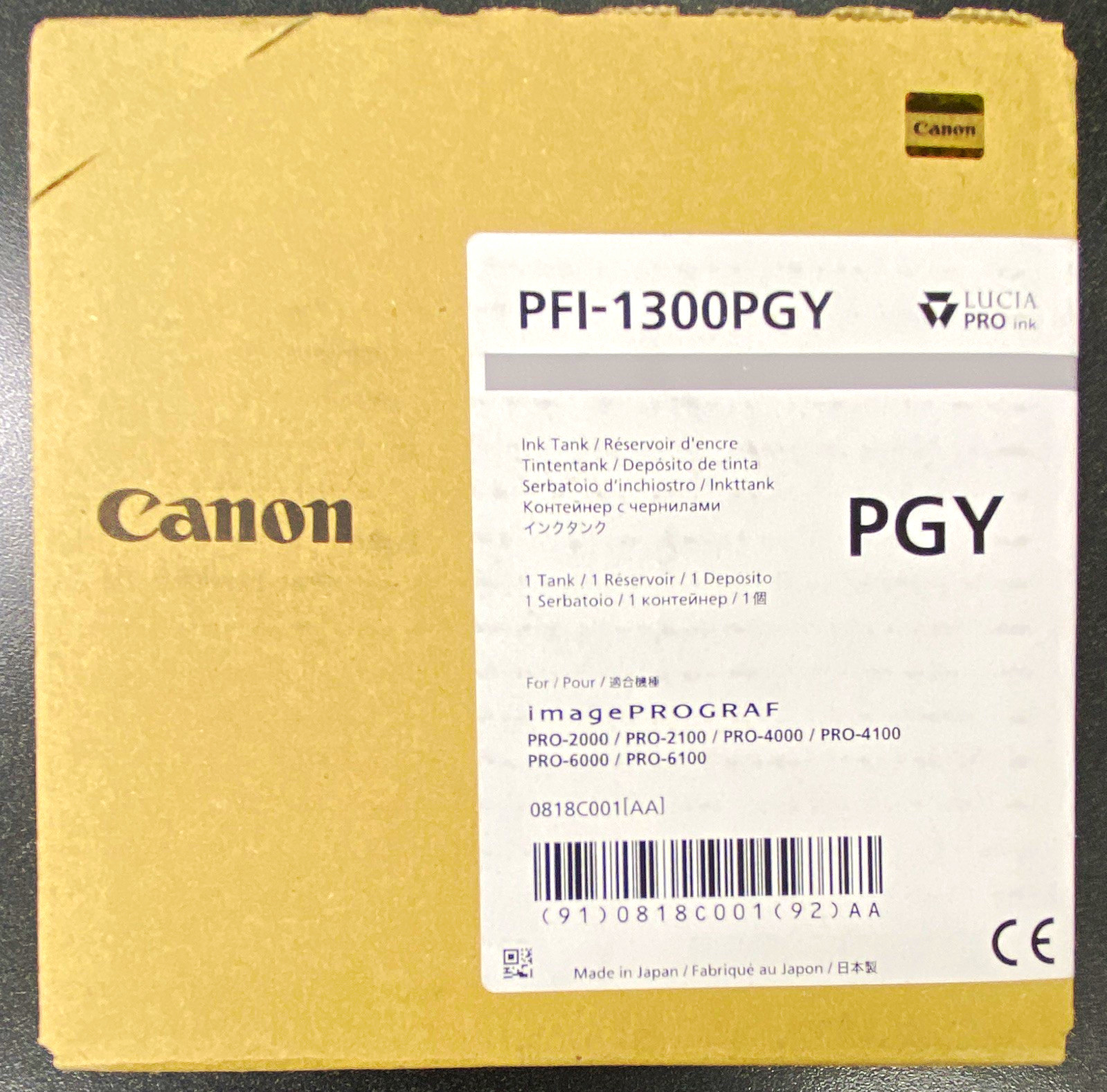 Canon PFI-1300PGY LUCIA PRO Gray Genuine Ink Tank 0818C001AA PRO-2000