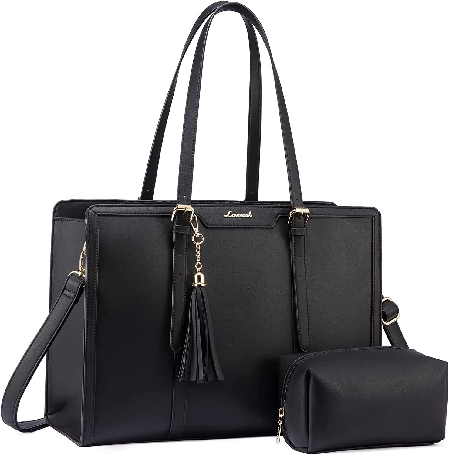 Laptop Bag for Women, 15.6" Lightweight PU Laptop Tote Bag, Computer Bag - Large