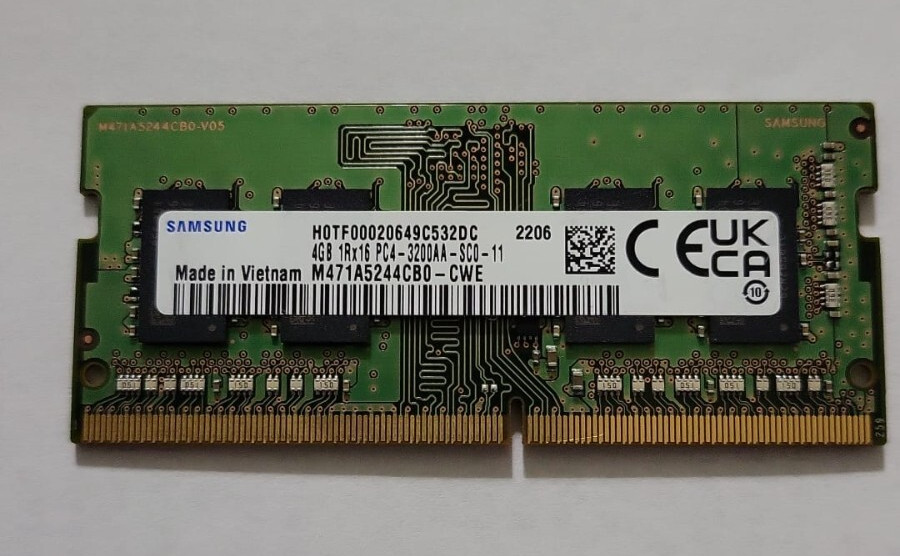 Samsung 4GB 1Rx16 PC4-3200AA-SCO SO-DIMM Memory RAM M471A5244CB0 Laptop 3200MHz