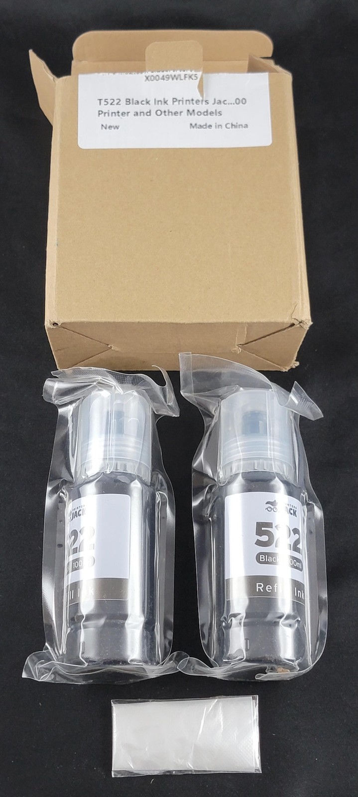 Printers Jack T522 Black Ink Refill 2x100ml Bottles Epson EcoTank NEW Sealed