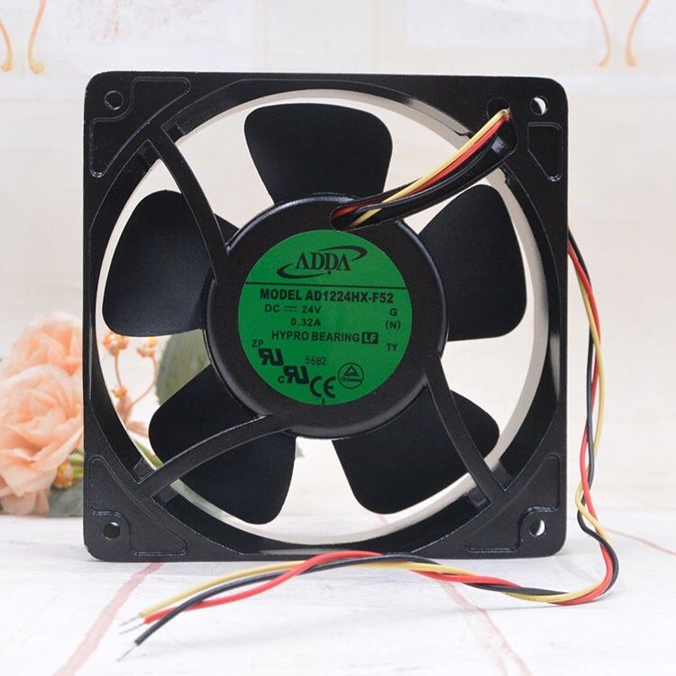 1 PCS ADDA Fan AD1224HX-F52 DC24V 0.32A 12038 12cm 3 wire Metal frame fan