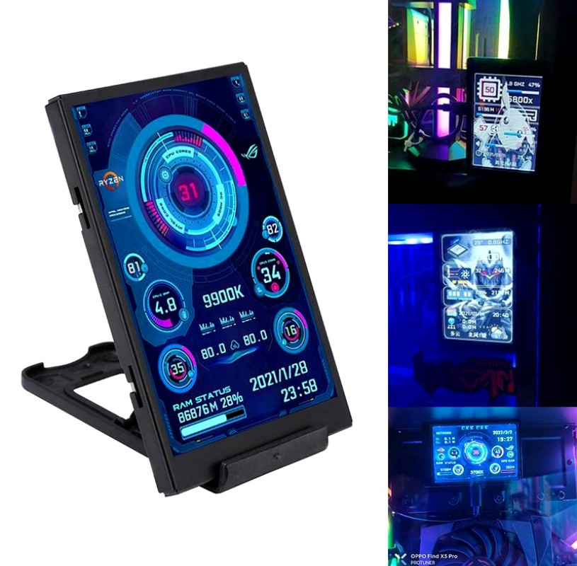 HD LED Display Board For Pc Case Computer Performance Monitor Screen Cpu Gpu Ram