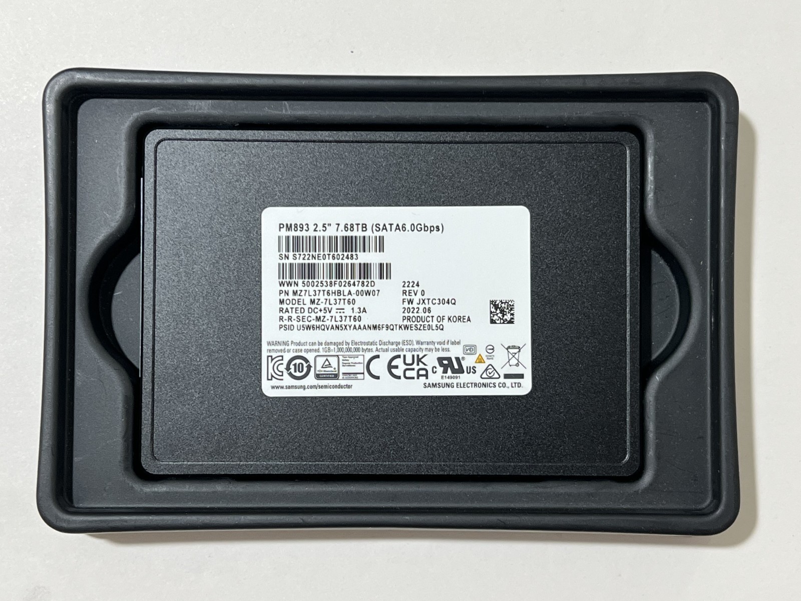 New Samsung PM893 2.5" 7.68TB SATA 6Gb/s Enterprise SSD MZ-7L37T6HBLA