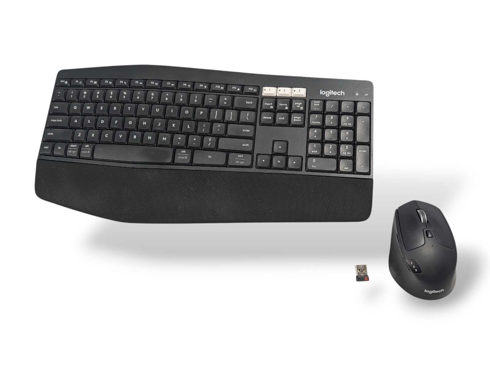 Logitech K850 Wireless Keyboard & M720 Mouse with Unifying USB Dongle WORKING 