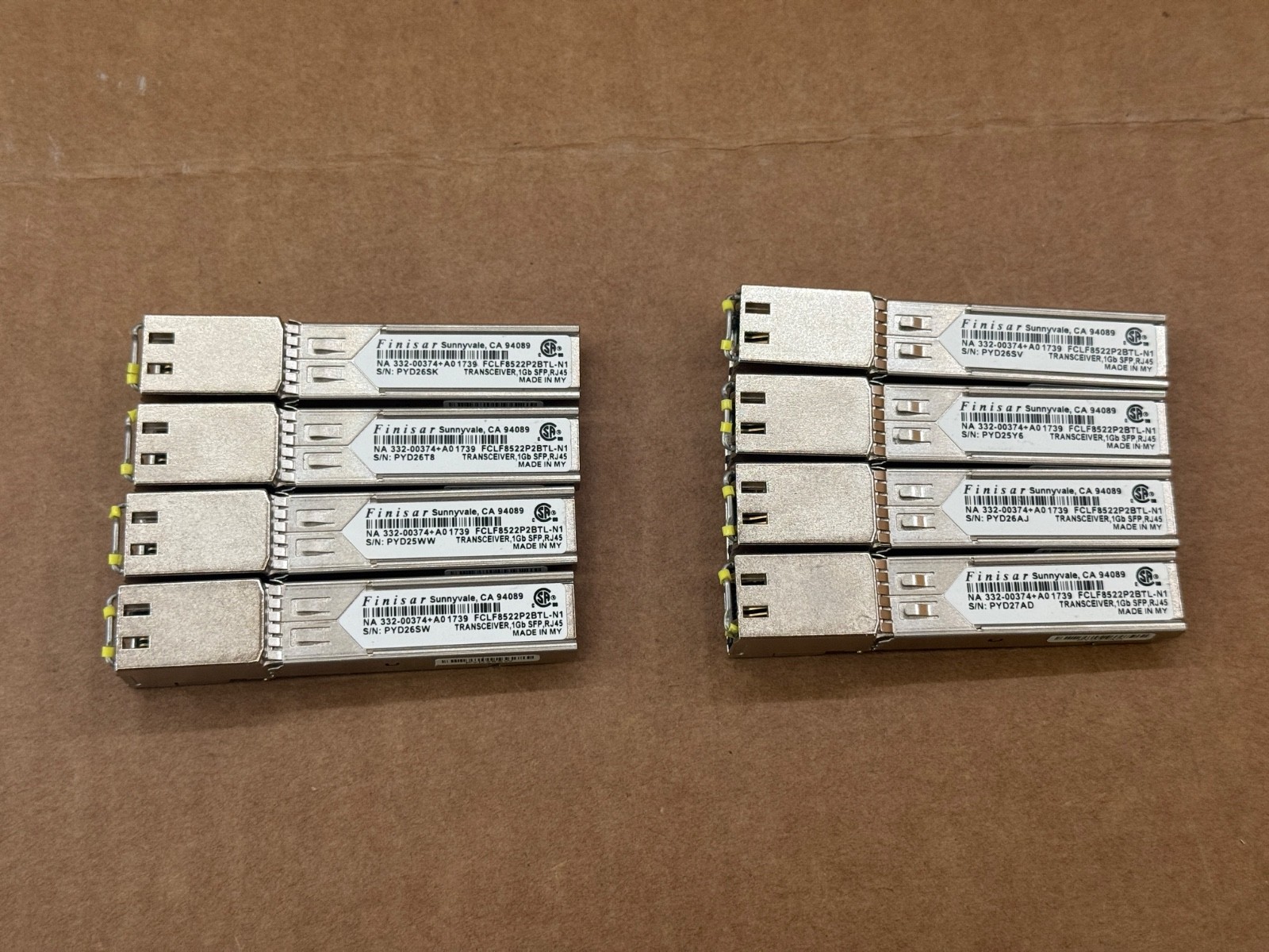 Lot 8 Finisar NetApp FCLF8522P2BTL-N1 332-00374 1GB BASE-T RJ45 Transceiver SFP