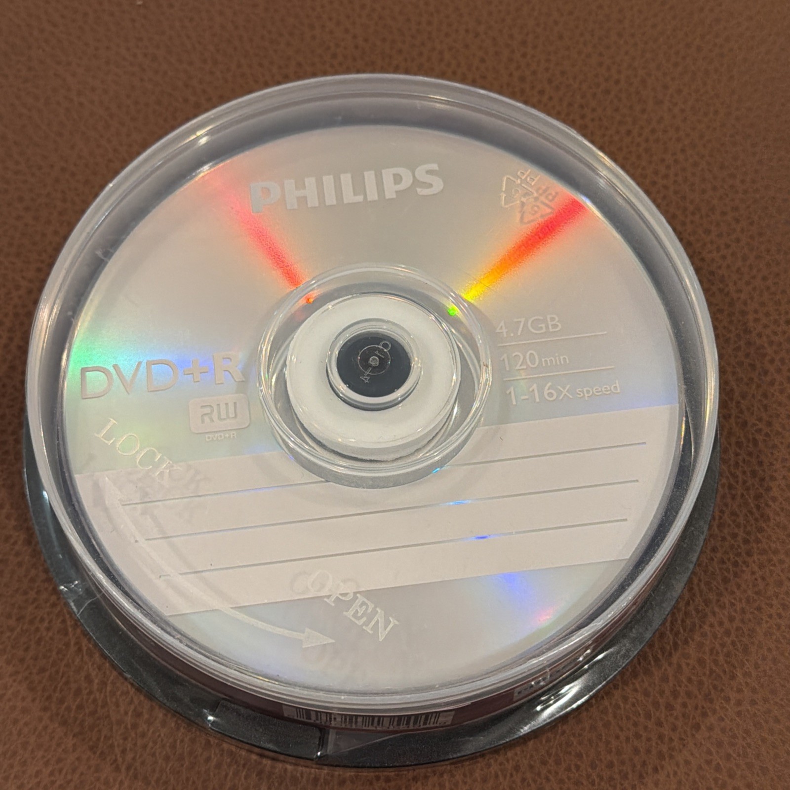Philips DVD+R: 1-16x Speed, 120min, 4.7 GB DR4S6B10F/17 Cake Box Spindle - 10 Pk