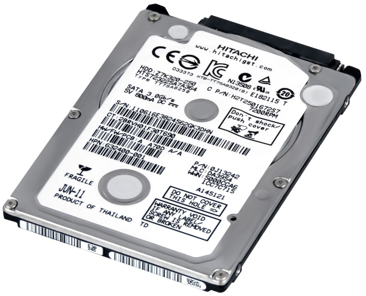 Hitachi Travelstar Z7K320 HTS723225A7A364 250GB 7.2K 16MB SATA II 2.5''