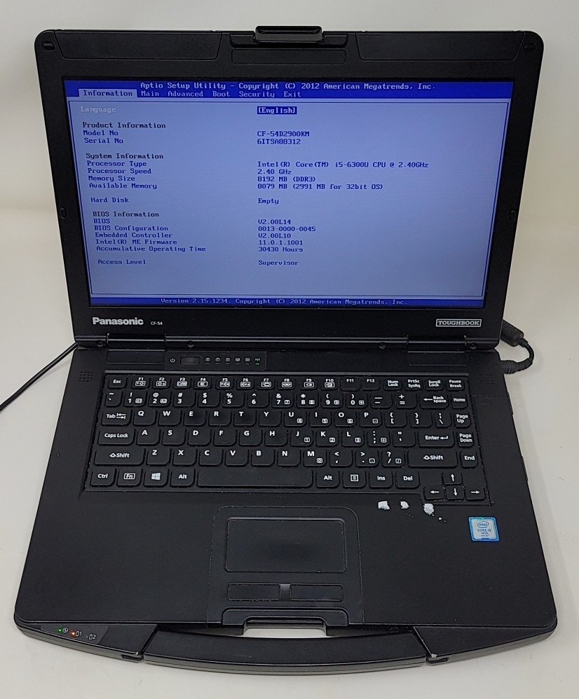 PANASONIC CF-54-2 Laptop Intel I5-6300U 8GB SEE NOTES
