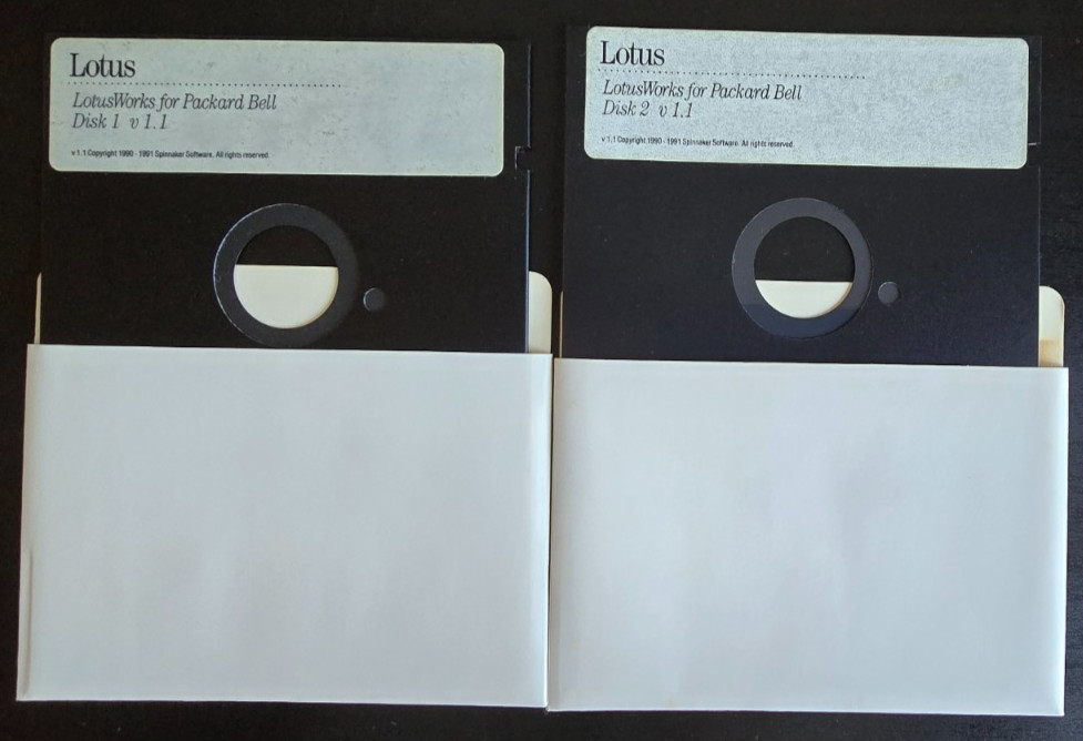 LOTUS WORKS FOR PACKARD BELL Vintage Computer v 1.1 Rare Disk 1+2 1990 1991