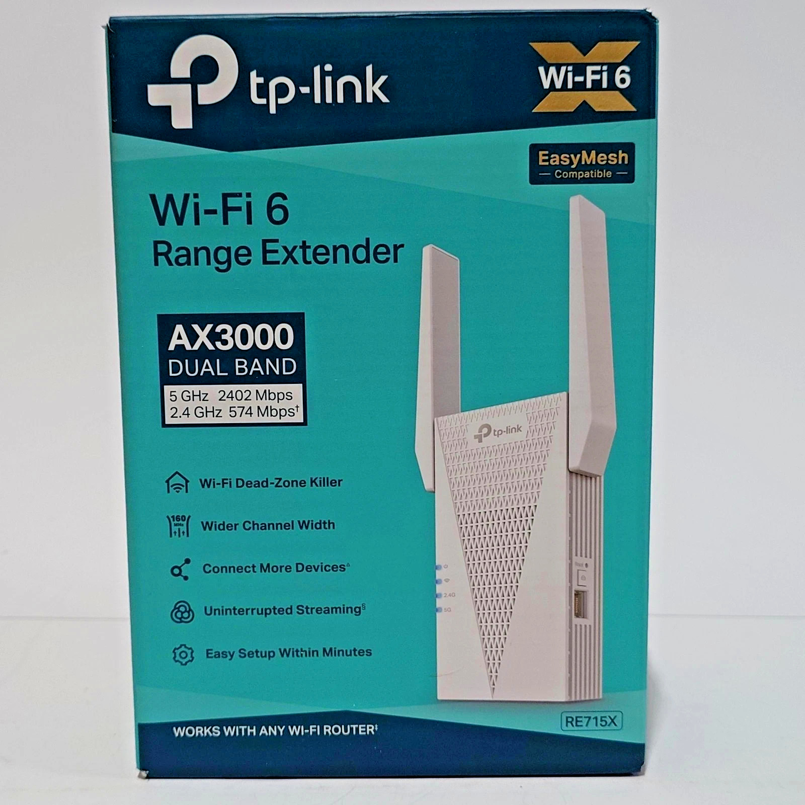 TP-Link RE715X AX3000 Wi-Fi 6 Dual Band Range Extender Gigabit LAN White Mesh