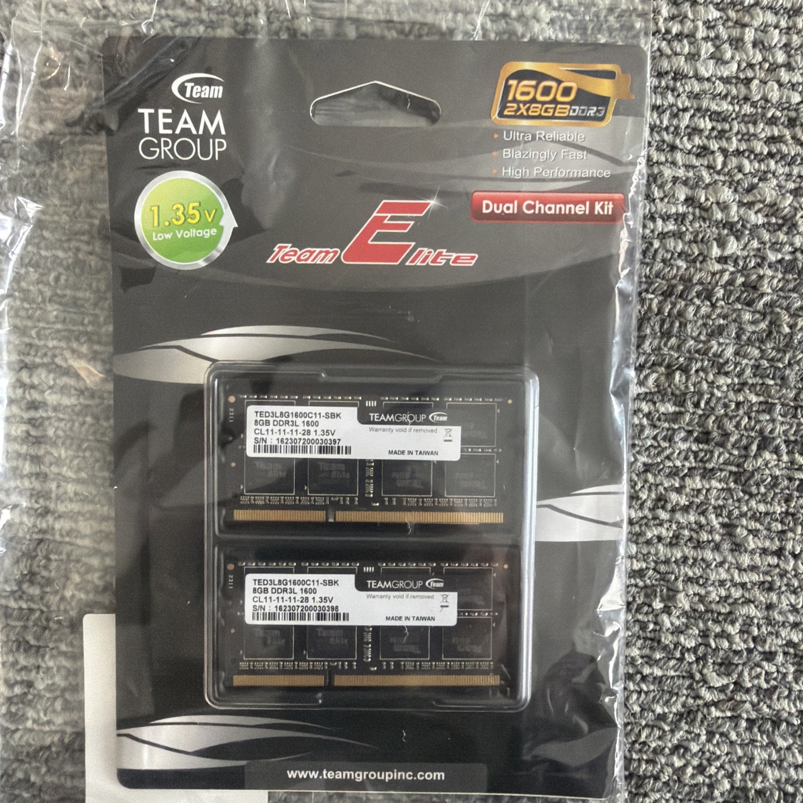 TEAMGROUP Elite DDR3L 16GB Kit (2 x 8GB) 1600MHz PC3-12800 CL11 Unbuffered No...