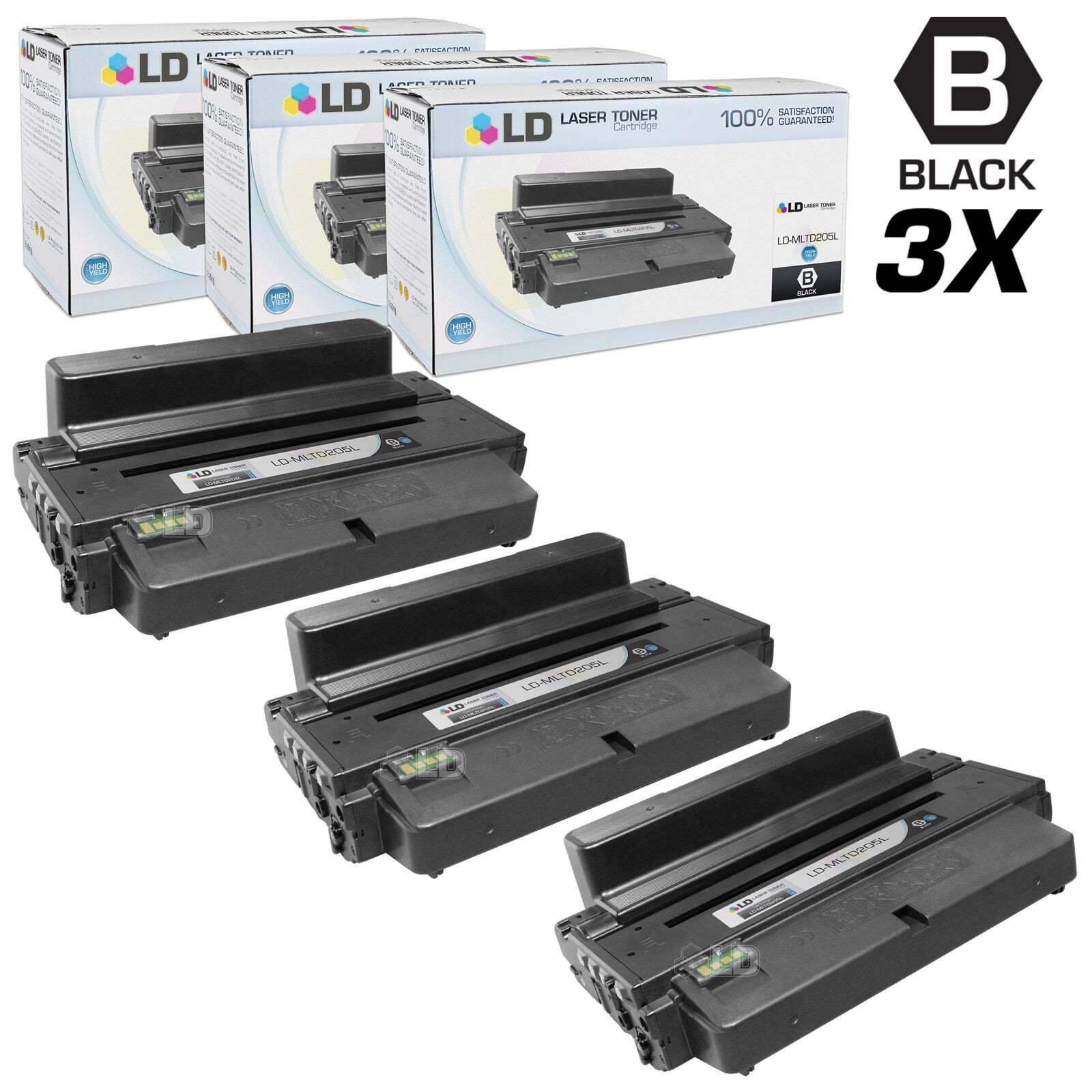 LD Compatible Samsung MLT-D205L 3PK HY Black Toners for Samsung ML & SCX Series