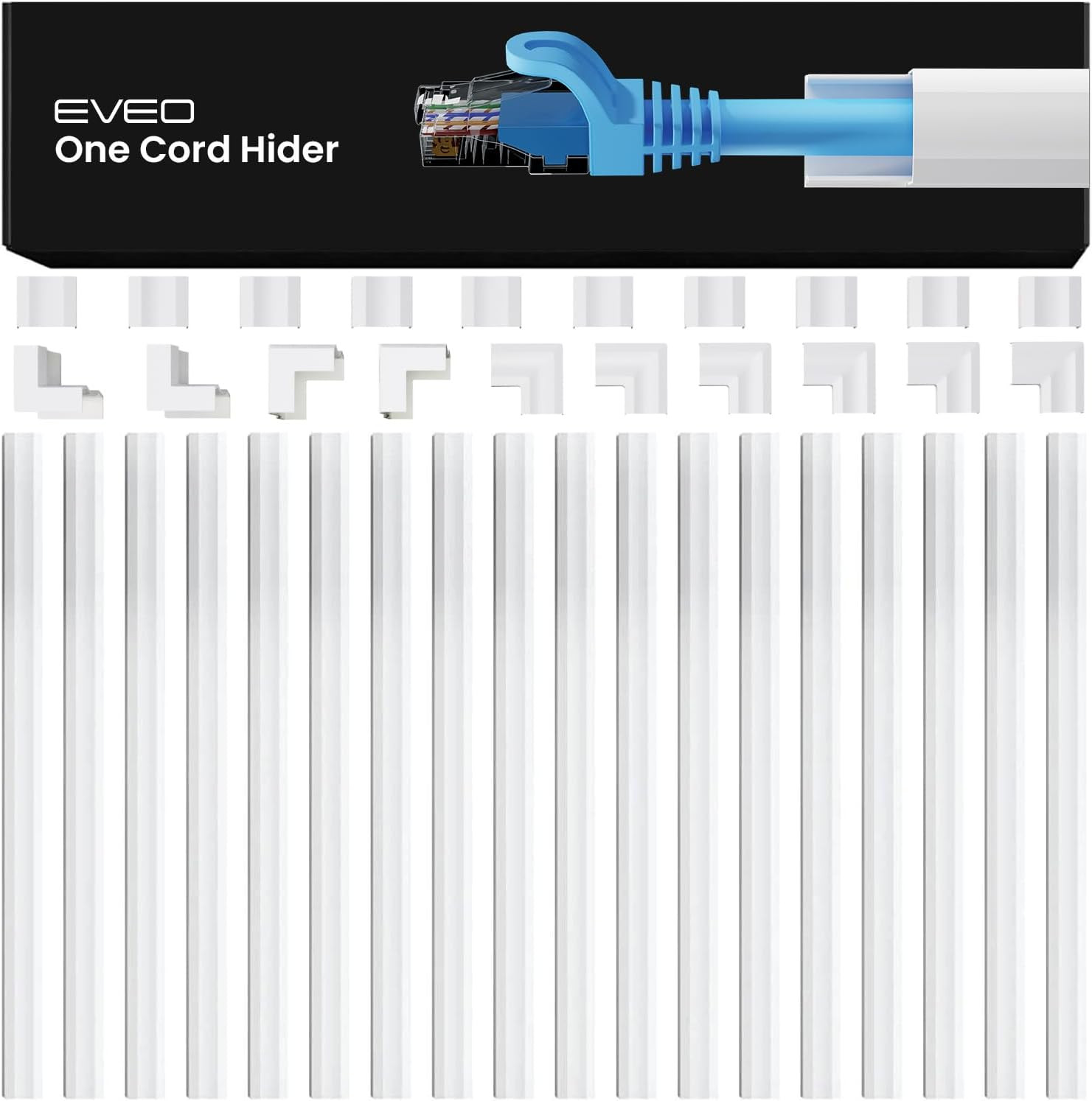 Cable Hider, One Cord Hider 300” Cord Cover Wall Cable Hider, Cable Concealer